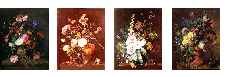 tableaux anciens de fleurs